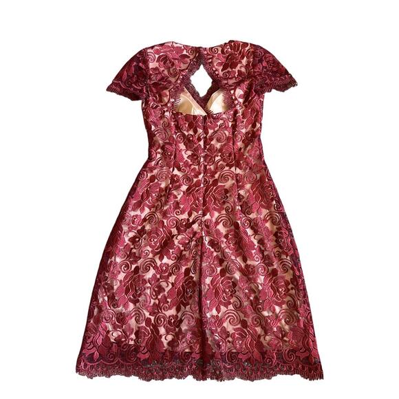 Women’s Anthropologie Maroon Hitherto Lace Elaine Cocktail Dress Size 0 - Picture 2 of 12